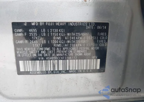 2015 Subaru Outback 2.5I Premium from USA, damaged, VIN 4S4BSBCCXF3206112